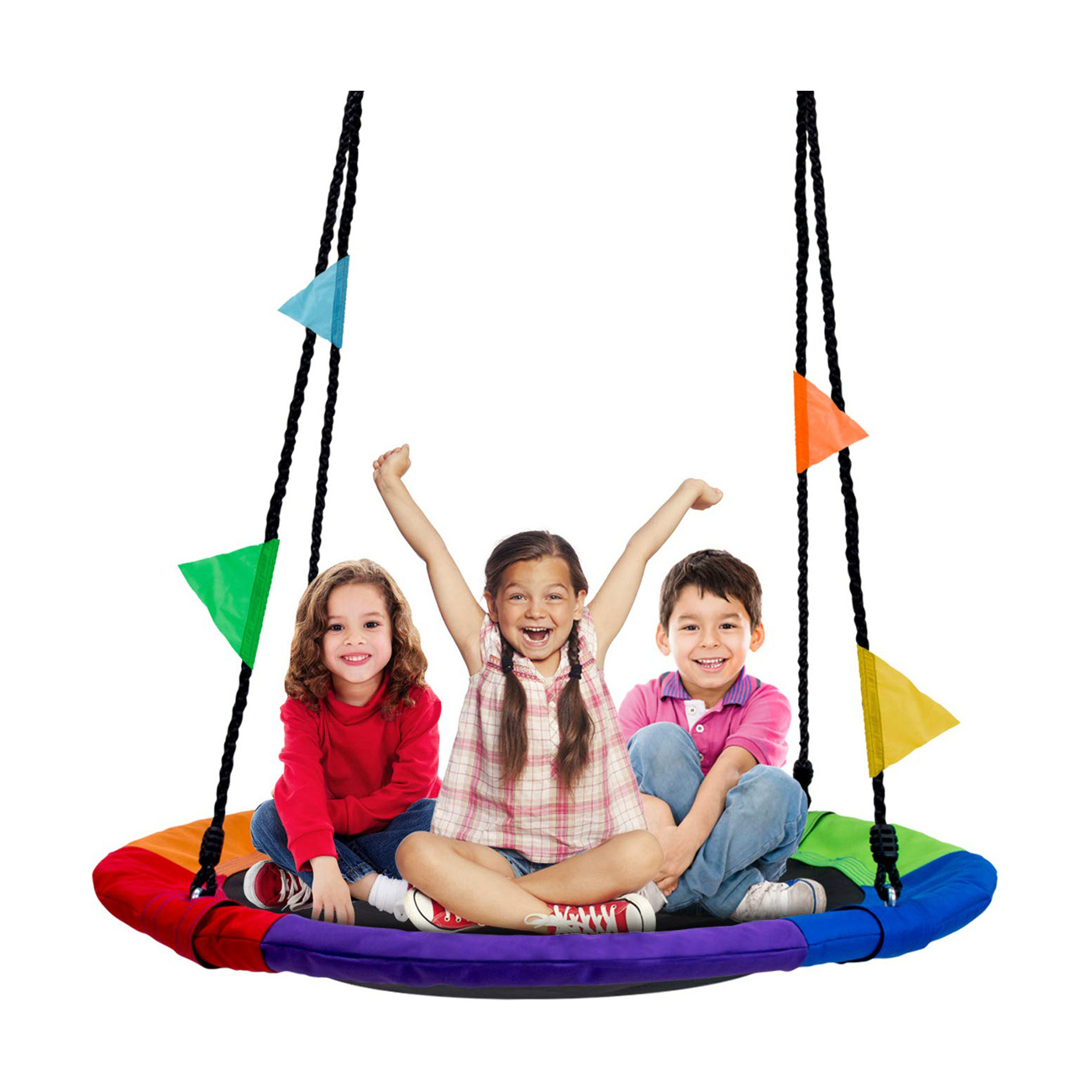 Backyard playground 40 Inch Multi-Color Rainbow tree swing disc Indoor/Outdoor Round Mat kids saucer tree swing for swing sets