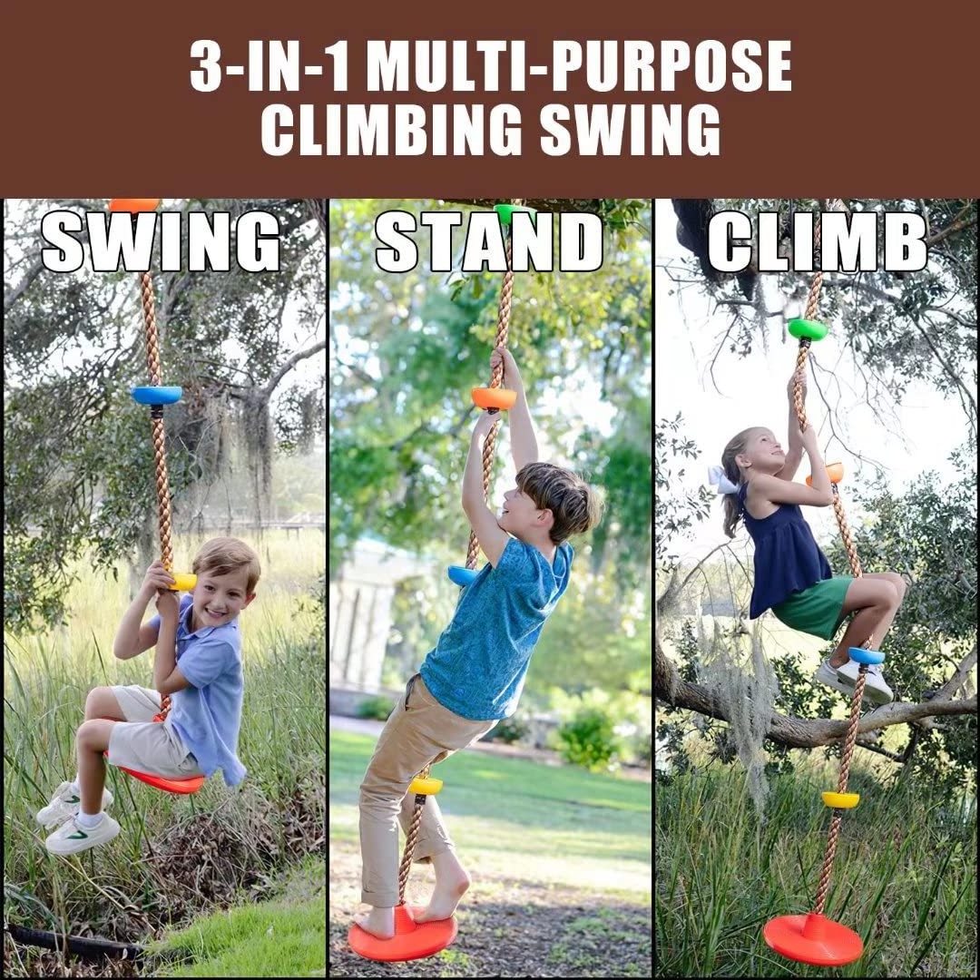 Outdoor Hanging Playground Disk Climbing Rope Swing Tree Disc Swing For Kids