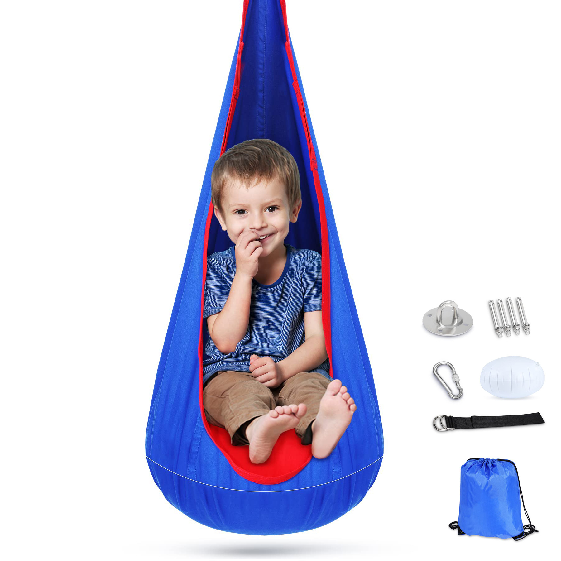 Modern Indoor-Outdoor Cotton Swing Chair Removable Kids Pod Hammock for Sensory Swing Therapy for Patio Outdoor Furniture