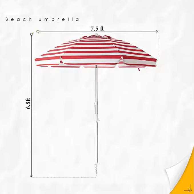 Beach Umbrella  Back Bay Play  Windproof kids Umbrella for Sand Travel Wooden Poles Sun Beach Umbrella