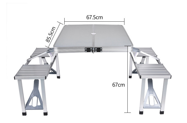 Portable Picnic foldable Fold Up Travel Table with chairs Umbrella Hole 4-Person Camping Table and Chair Set