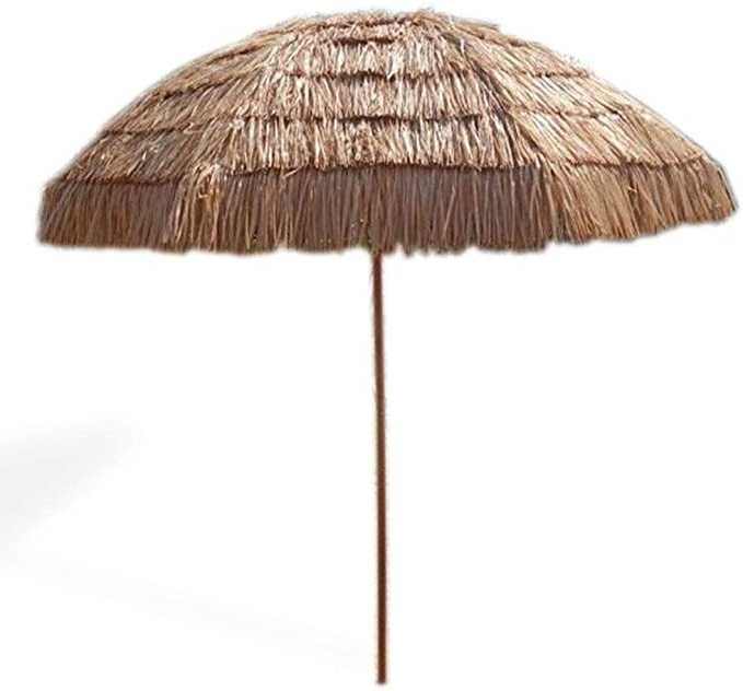 Thatched Patio Umbrella UPF50+ Outdoor Sunshade Beach Umbrellas  with Tilt Function and  Portable Design