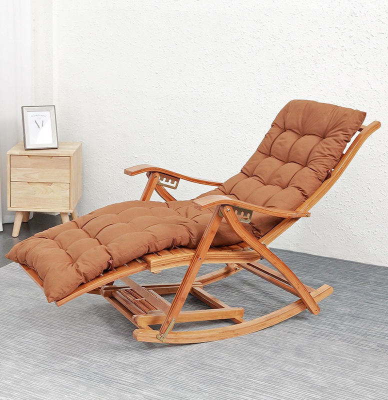 Adjustable Bamboo Relax Chair Casual balcony rocking chair outdoor swing adult lounge chair