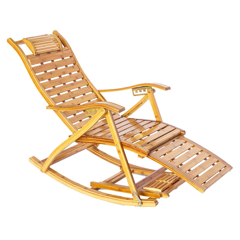 Adjustable Bamboo Relax Chair Casual balcony rocking chair outdoor swing adult lounge chair