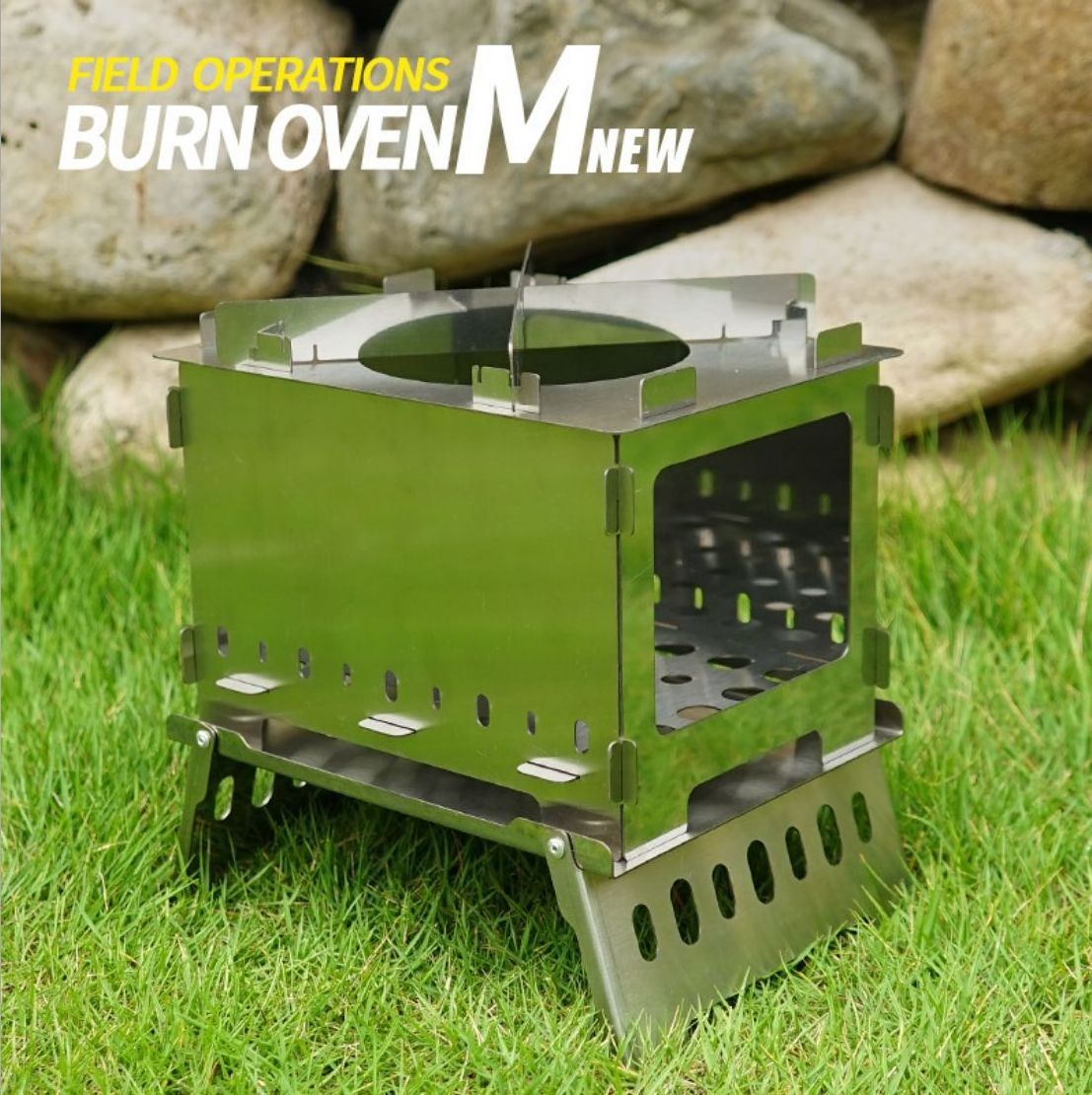 Outdoor Stainless Steel Wood Burning Camping Stove Portable Folding Stove