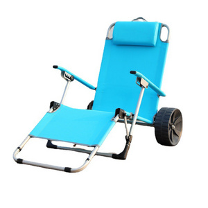 Custom logo outdoor beach portable aluminum folding chairs foldable camping chaise lounge chair