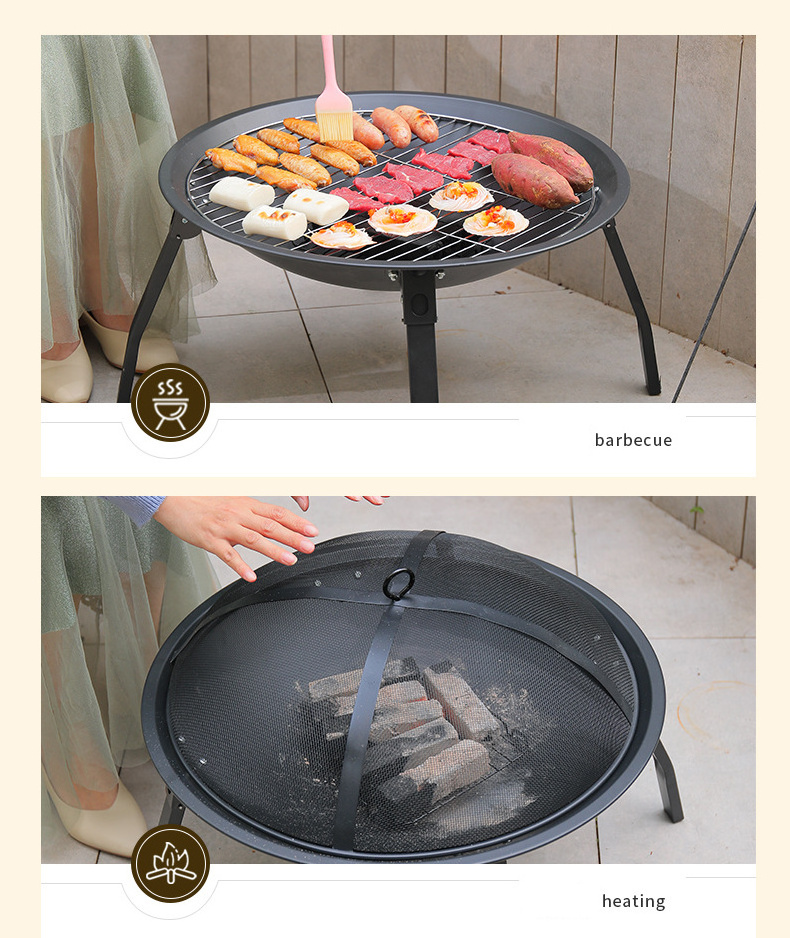 Wholesale Brazier 22inch Portable Folding BBQ Fire Pit Outdoor With Cover Grill For Camping