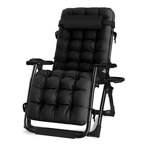 Zero Gravity Chair Lawn Recliner Reclining Patio Lounger Chair Folding Portable Chaise with Detachable Soft Cushion Cup Holder