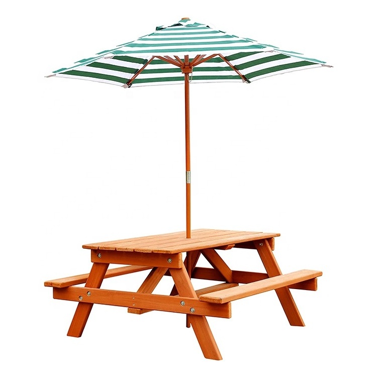 Outdoor Folding Picnic Tables with Market Umbrella Picnic Table with Umbrella Wood Picnic Dining Set with Benches