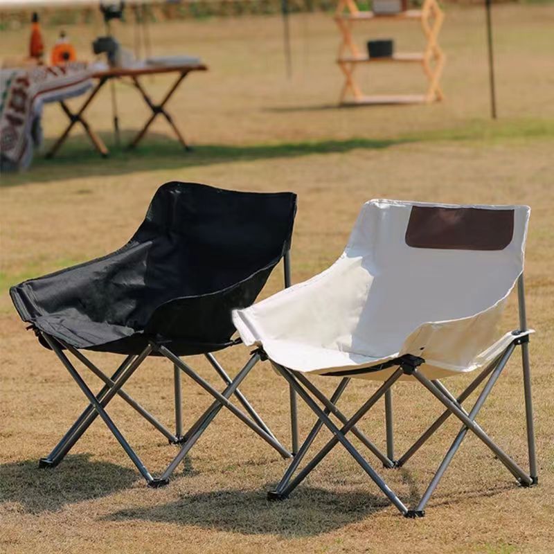 Portable Outdoor Moon Chair Folding Recliner Backrest for Camping Picnic Fishing Metal Aluminum Leisure Lunch Rest Beach Chair