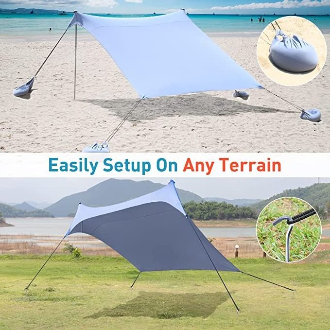 outdoor sunshade Beach Tents Pop Up 6 Person UPF50+, Popup Canopy Shade Camping Sun Shelter Portable with Carrying Bag