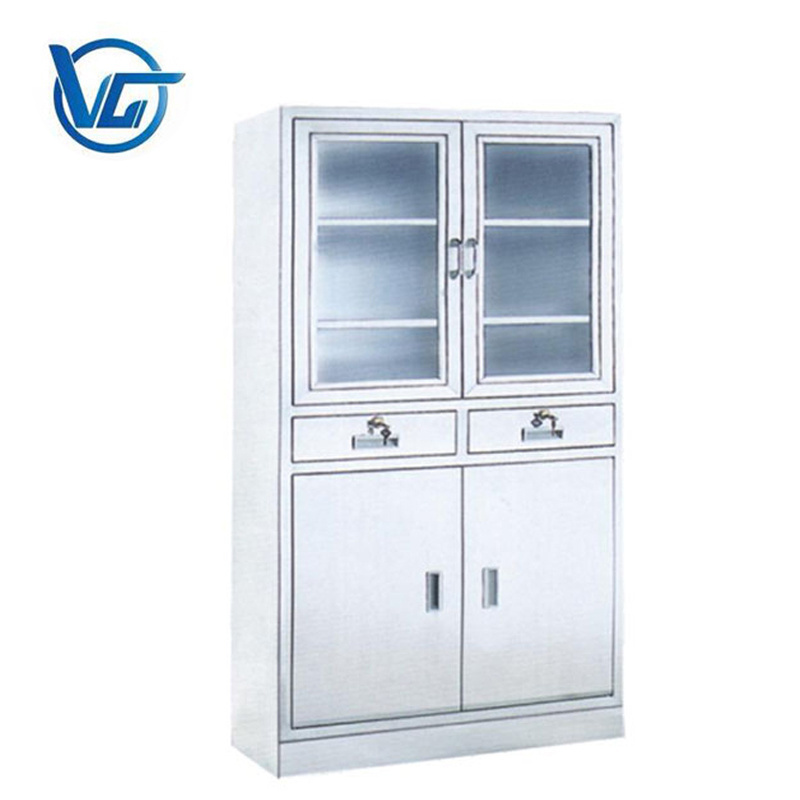 Glass door stainless steel medical medicine cabinet