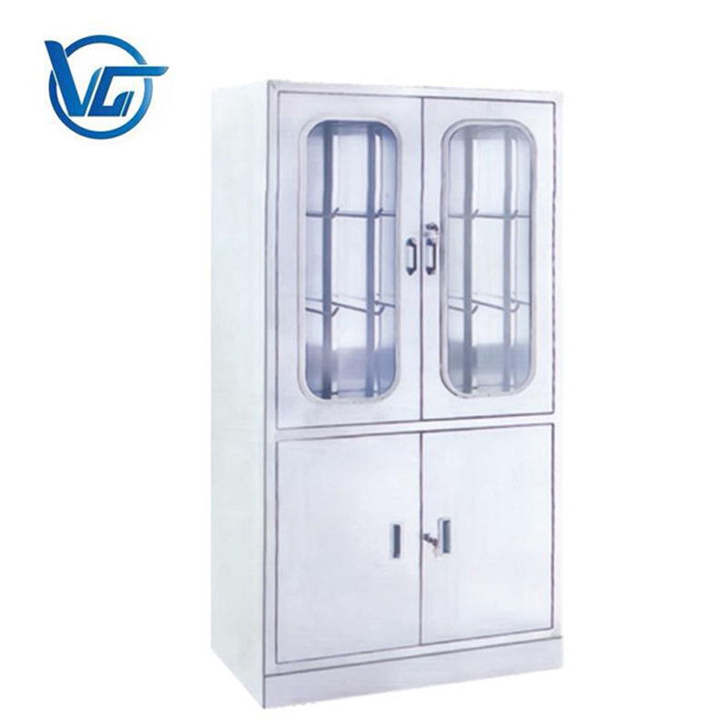 Glass door stainless steel medical medicine cabinet