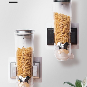 Dry food plastic dispenser cereal dispenser food storage double container Wall-mounted grain dispenser for cereal