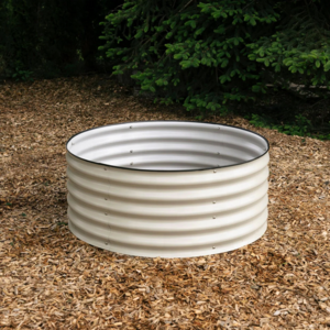 Raised Bed Garden Box 17'' Tall Round White Modular Corrugated Metal Raised Garden Bed