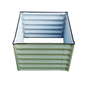 8"Tall 2' x 2' Square Modular Corrugated Metal Raised Garden Bed Kit Aluzinc Galvanized Planter Box for the garden 61x61x20cm