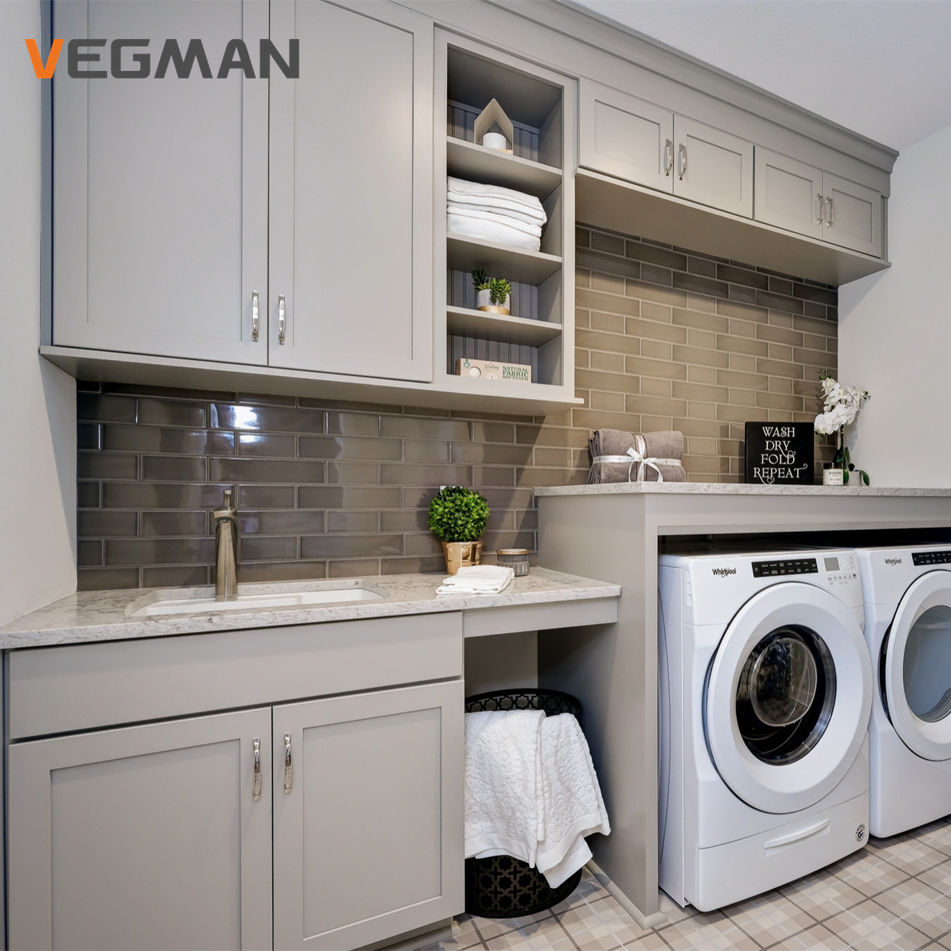 Custom Laundry Room Storage Cabinet With Sink Light Gray Shaker Modern Bathroom Laundry Cabinet Vanity