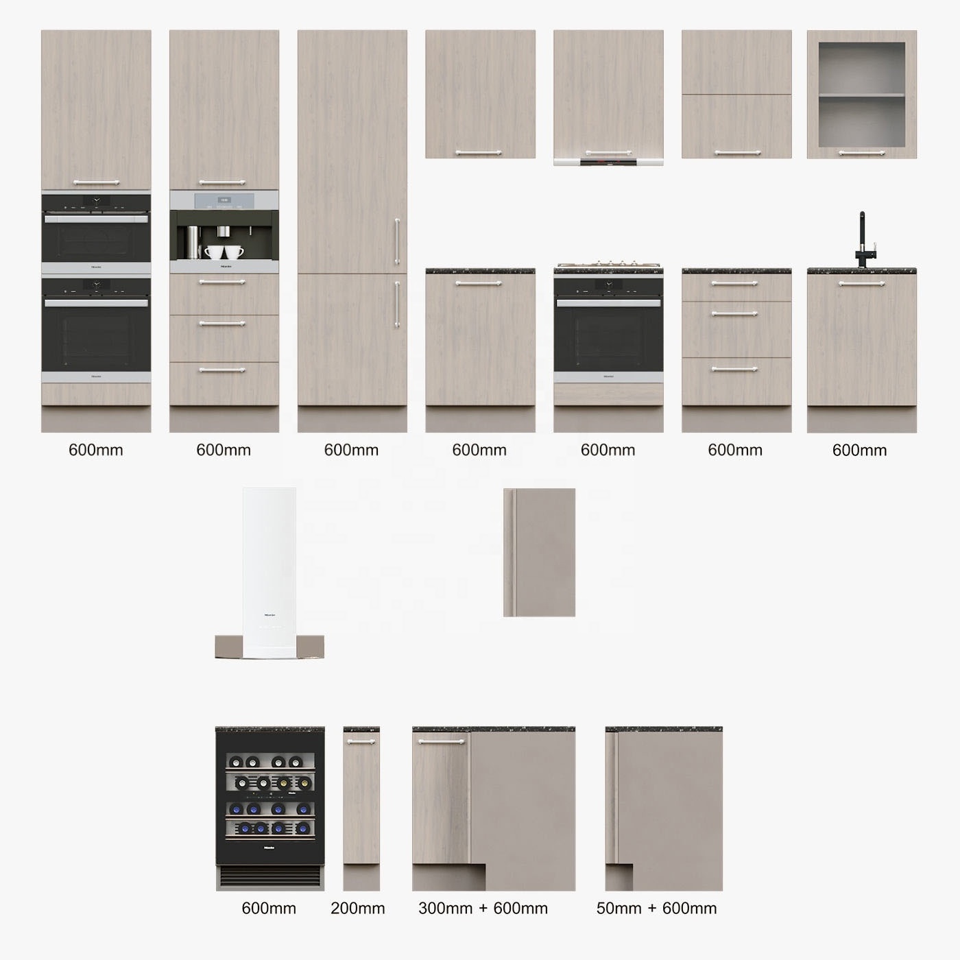 Affordable Wholesale Complete Melamine Kitchen Units Set Modern Cabinet