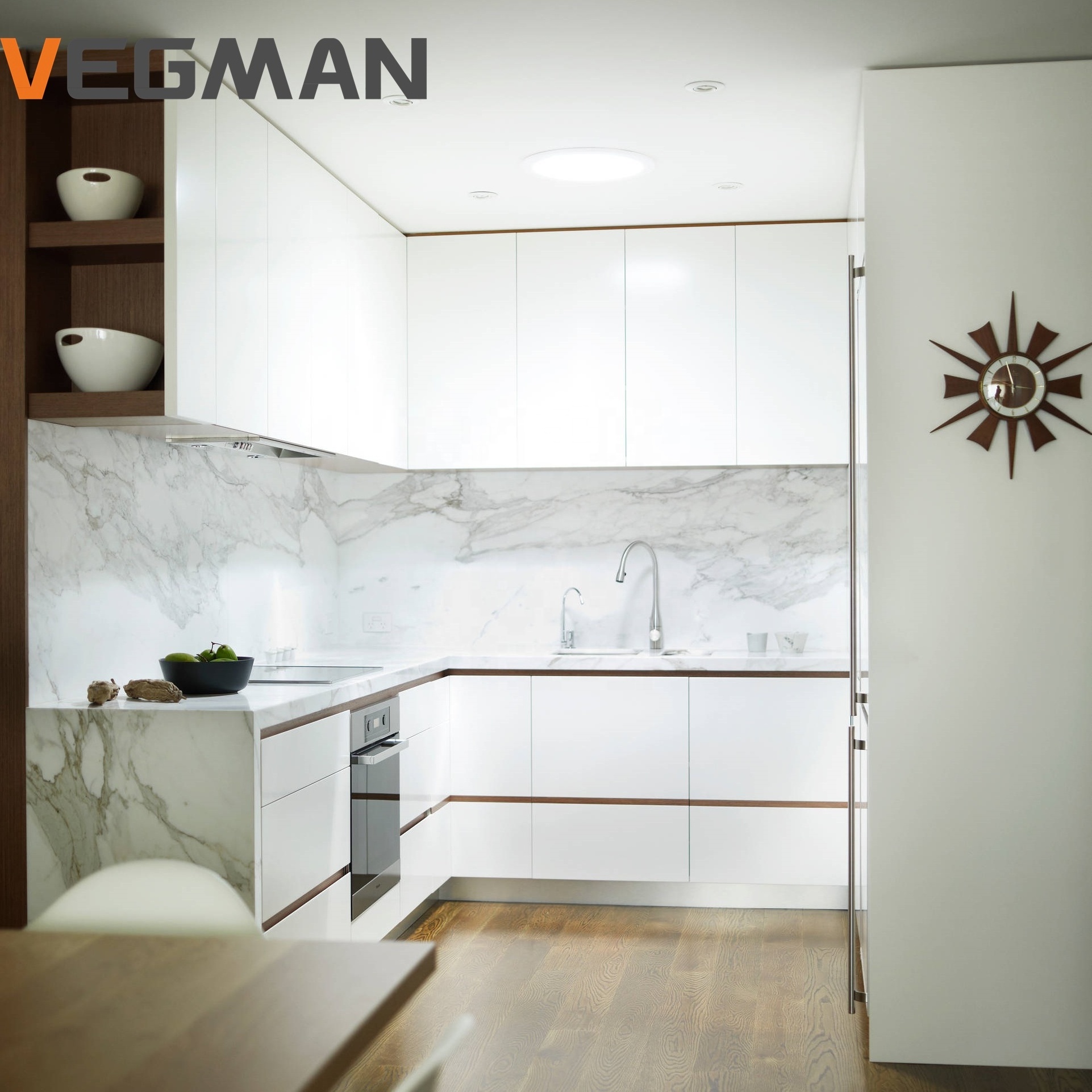 Easy To Install U Shape White Kitchen Designs Modular Cabinet Small Flat Pack Kitchen For Apartment