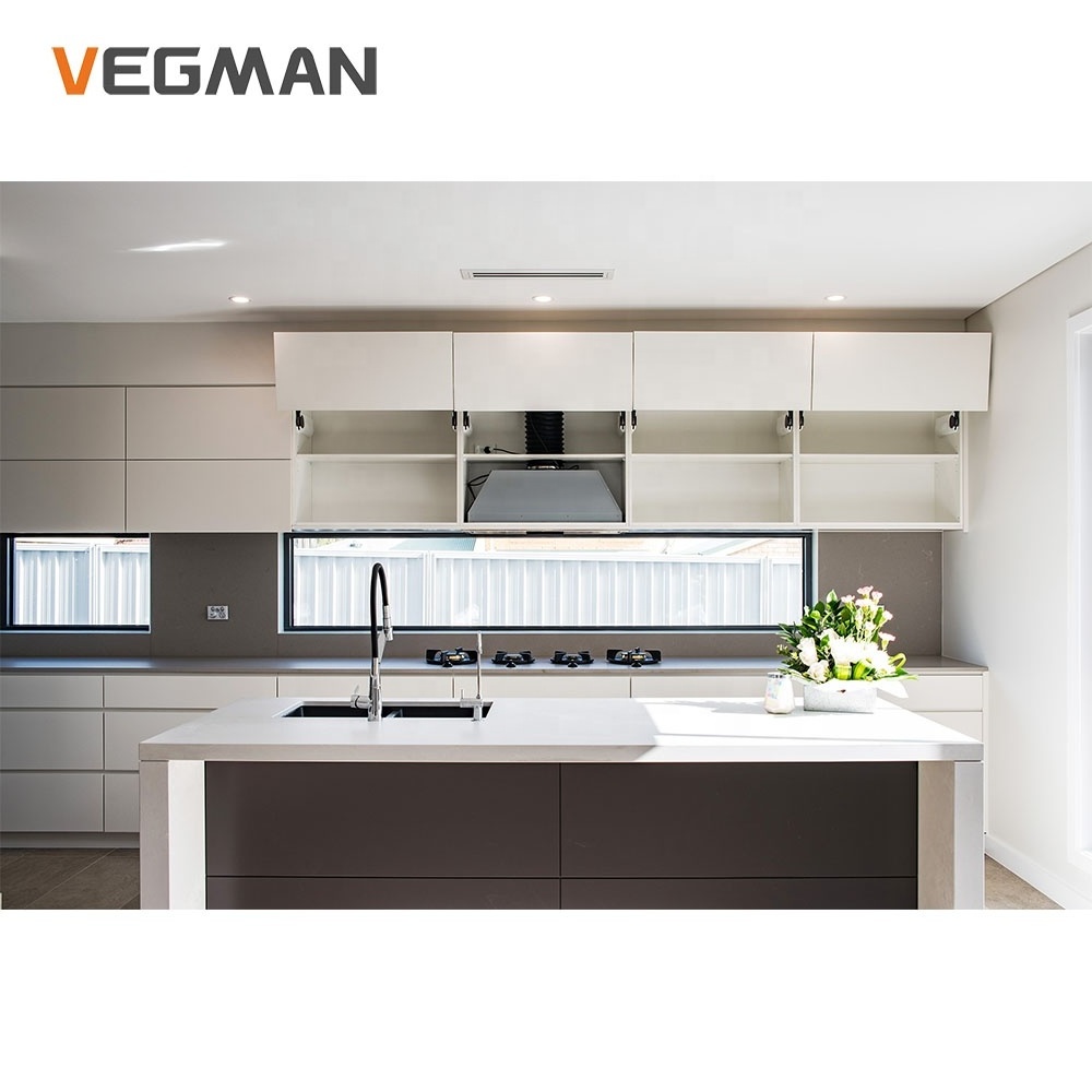 Factory Customized Modular Kitchen Cabinets Wooden Smart Black White Kitchen Design For Villa