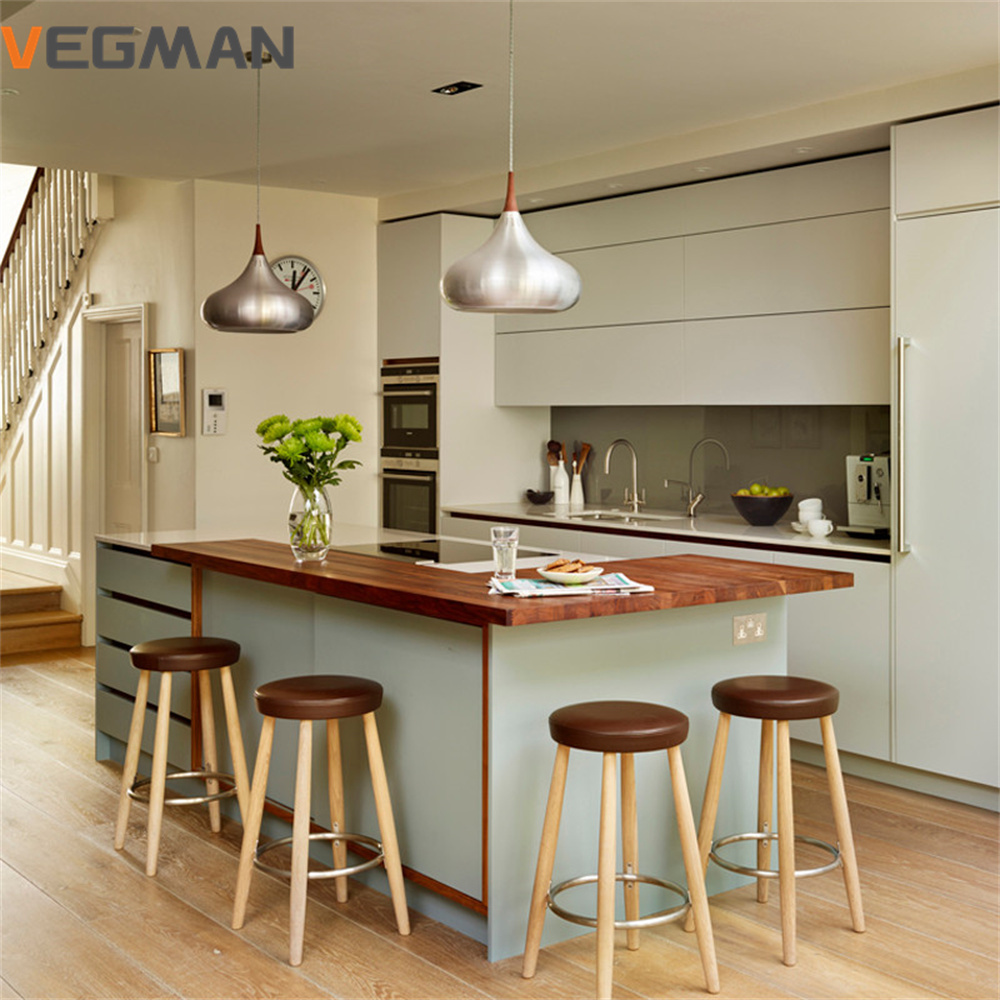 high end villa modern kitchen light grey i shaped smart lacquer kitchen cabinet with island