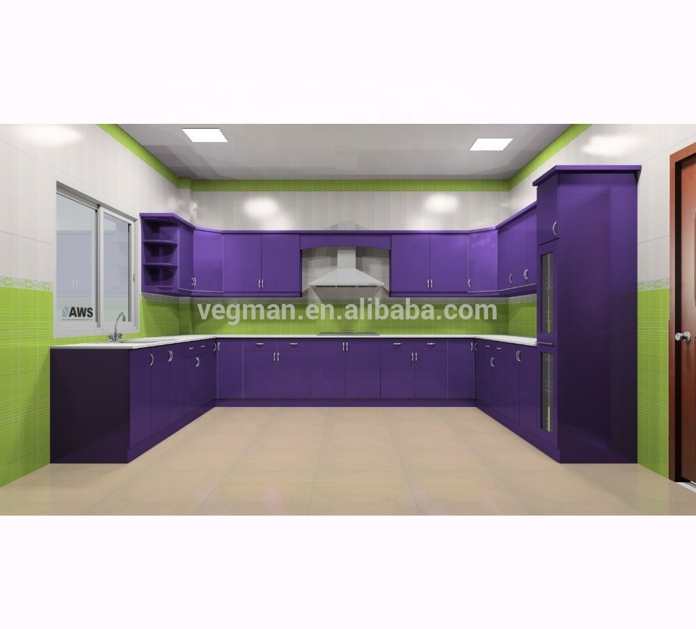 New Model Kitchen Cabinet Modern Pvc Purple Kitchen Cabinet