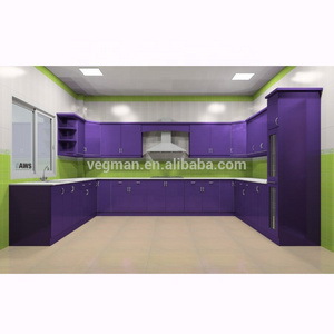 New Model Kitchen Cabinet Modern Pvc Purple Kitchen Cabinet