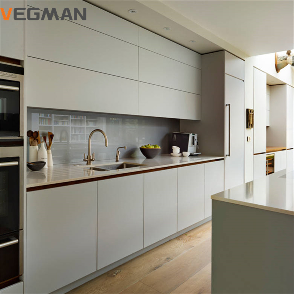 high end villa modern kitchen light grey i shaped smart lacquer kitchen cabinet with island