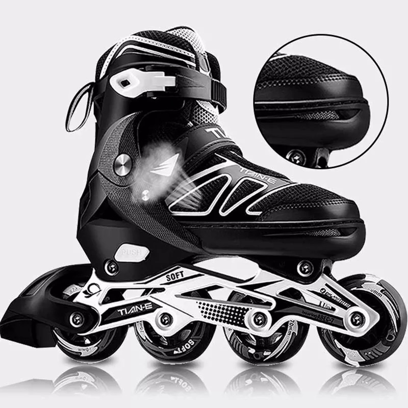 Hot Selling Semi soft Adjustable Kids Adult Roller skates PU Wheels Inline Skates