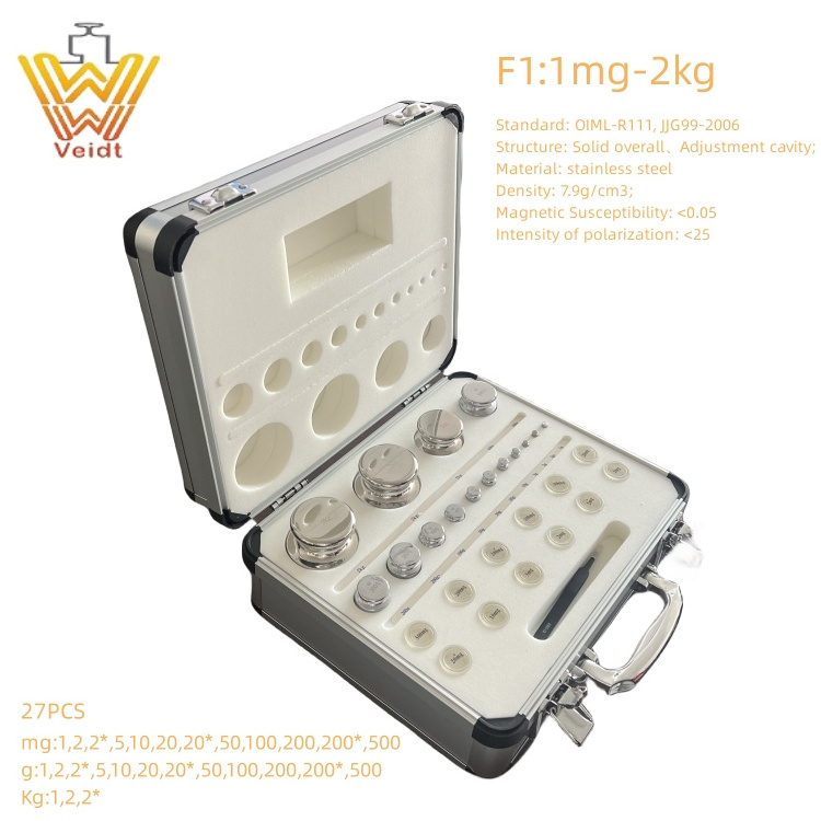 Veidt Weighing OIML F1 Class Standard Weight Kit 1mg-2kg Unit Weight Stainless Steel Weight Mass Set