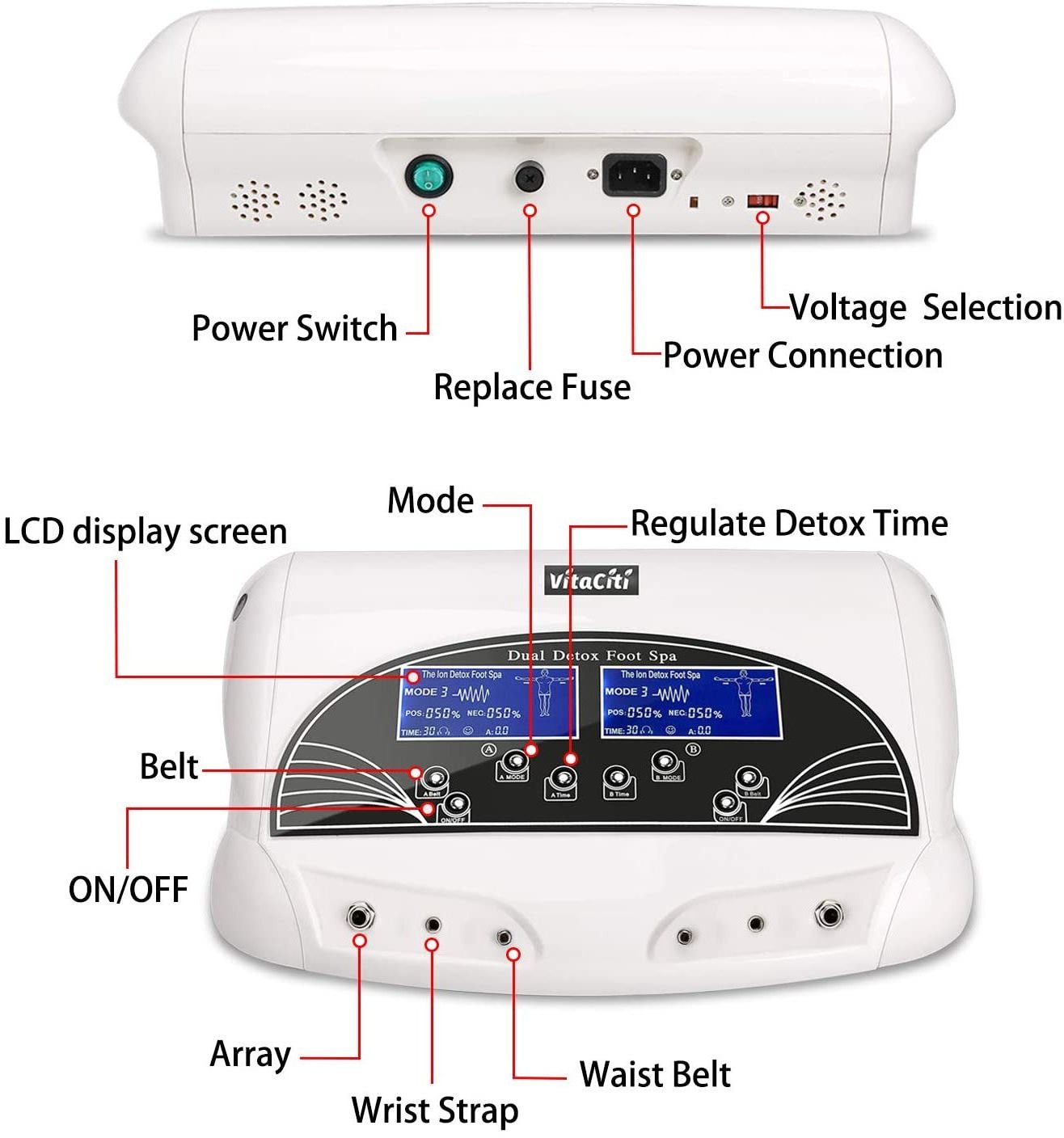 Veinio Aqua Detox Foot Bath Spa detox foot spa Machine LCD Dual Ionic Detox Cell Cleanse Machine with Aluminum box