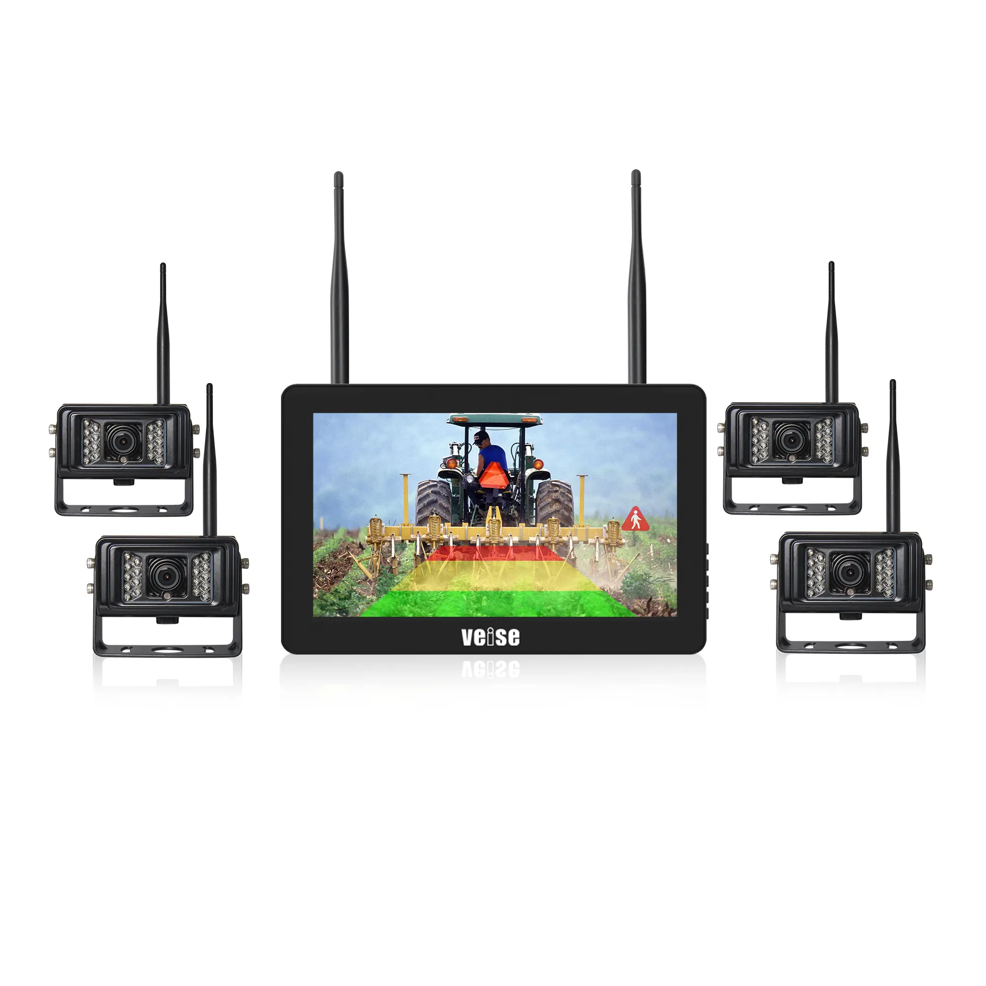 Wireless AI Monitor System 10 Inch touch screen quad Backup Camera 4 channels BSD camera kit with speaker for truck bus