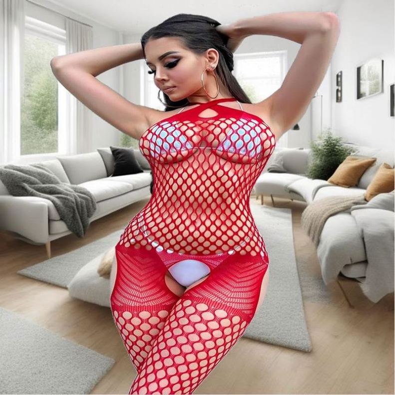 Full Body Plus Large Hole Open Crotch Elastic Holey Body Fishnet Stocking Sexy Women Carnival Red Fishnet Body Stockings