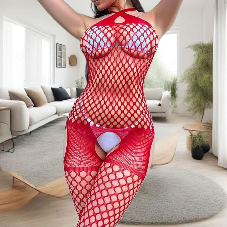 Full Body Plus Large Hole Open Crotch Elastic Holey Body Fishnet Stocking Sexy Women Carnival Red Fishnet Body Stockings