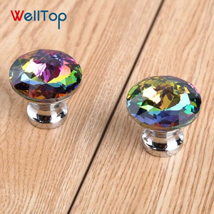 Crystal Door Handle Luxury Knobs Handles Furniture Drawer Cabinet Dresser Handle VT-01.148 Cheap Unique Glass Free Sample Clear