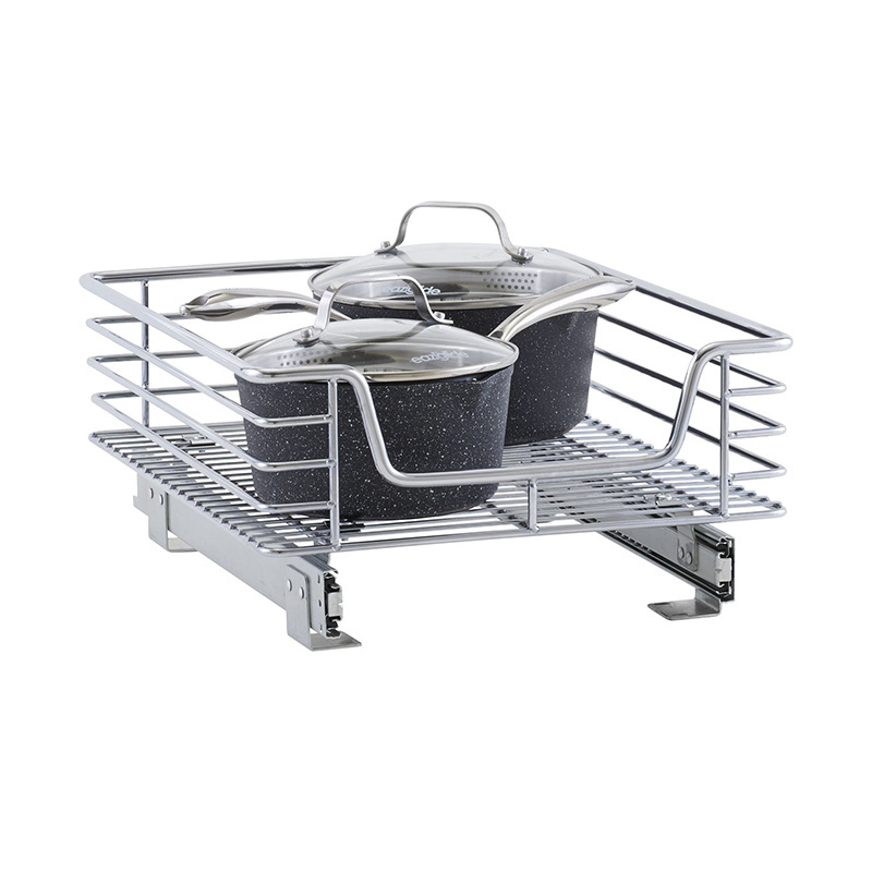 WELLTOP Kitchen Storage Sliding Organizer Pull Out Cabinet Shelf 11.5 Inches Cabinet Basket VT-09.034 Chrome Stainless Steel