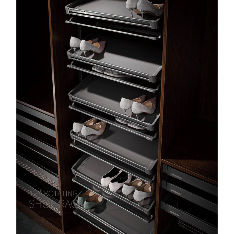 VT-10.157 WELLTOP Hot Sale Wardrobe Accessories Adjustable Shoe Rack 360 Degree Wardrobe Cabinet Rotating Shoe Rack Shoe Racks