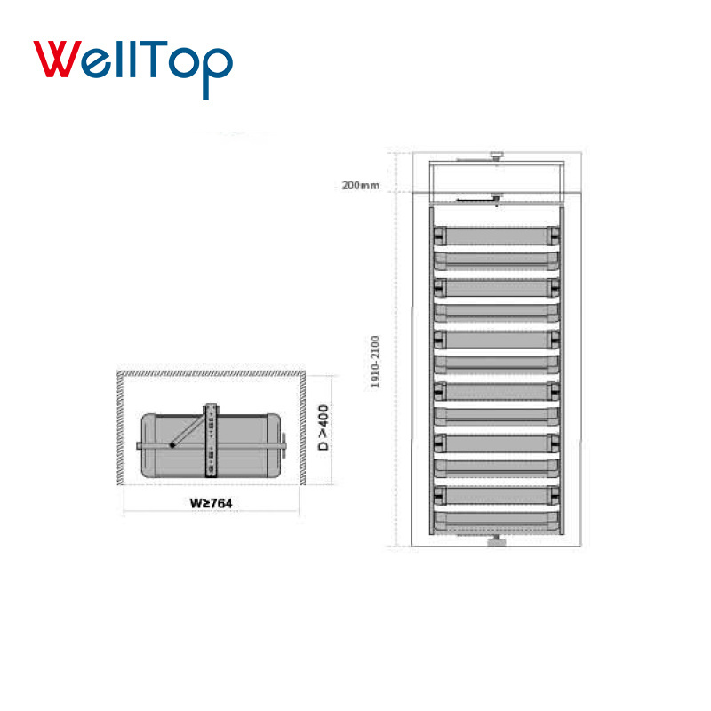 VT-10.157 WELLTOP Hot Sale Wardrobe Accessories Adjustable Shoe Rack 360 Degree Wardrobe Cabinet Rotating Shoe Rack Shoe Racks