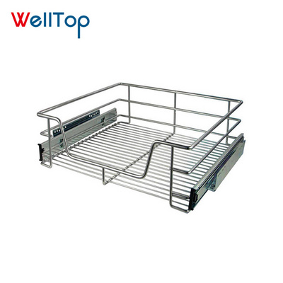 WELLTOP Kitchen Organizer Cabinet Systems Chrome Wire Basket Basket Iron Kitchen Storage VT-09.440 Drawers Pull Out Metal Modern