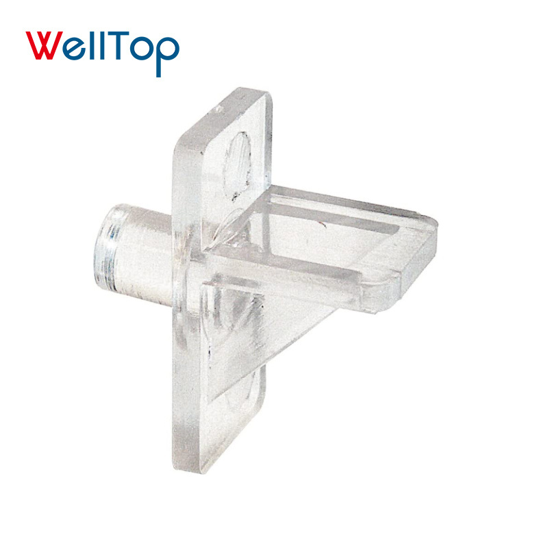 WELLTOP 14.108 Low Price Furniture Hardware Accessories 1/4 Inch Clear White Plastic Clips Wardrobe Shelf Support Peg for Cabine