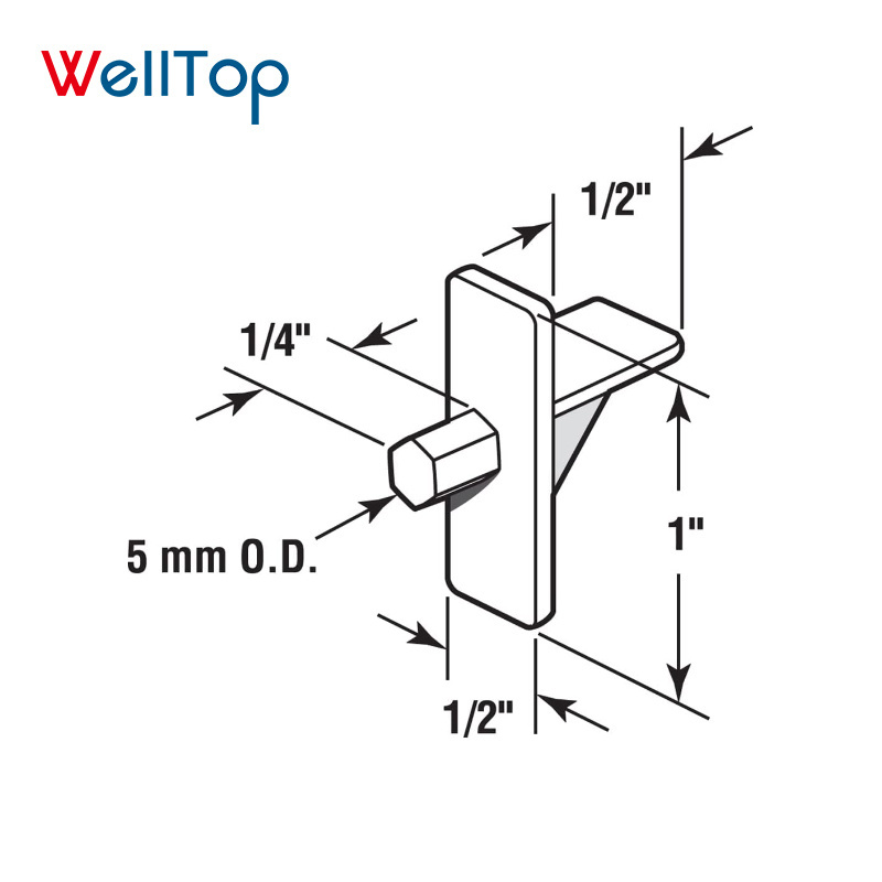 WELLTOP 14.108 Low Price Furniture Hardware Accessories 1/4 Inch Clear White Plastic Clips Wardrobe Shelf Support Peg for Cabine