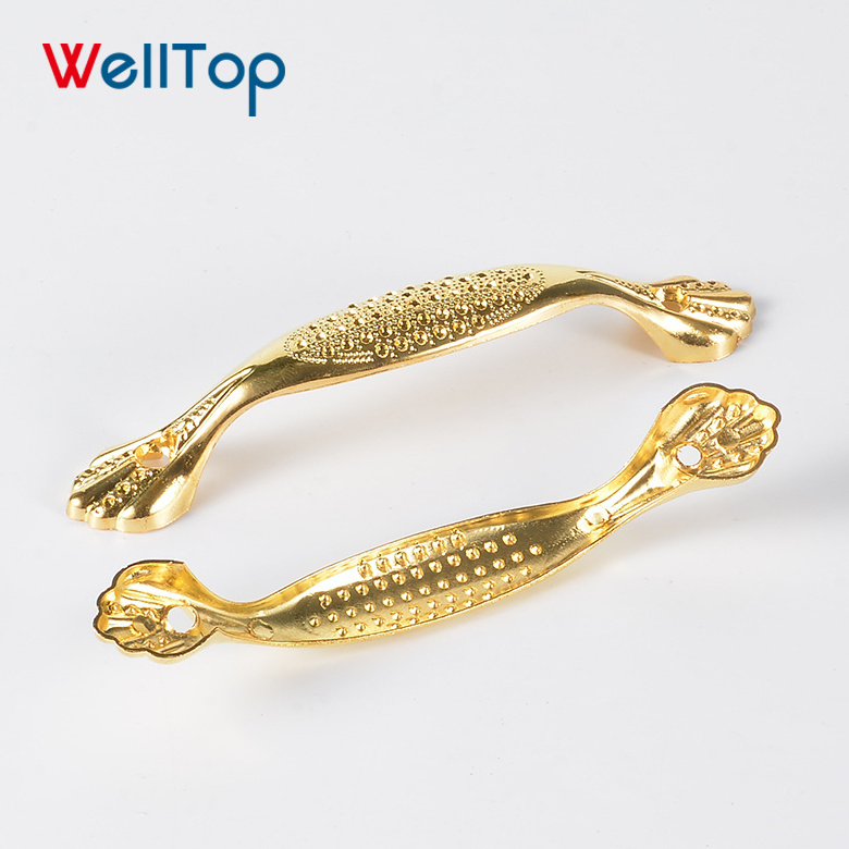 Welltop zinc alloy  hardware suppliers antique dresser drawer brass hardware pulls handles  VT-01.059