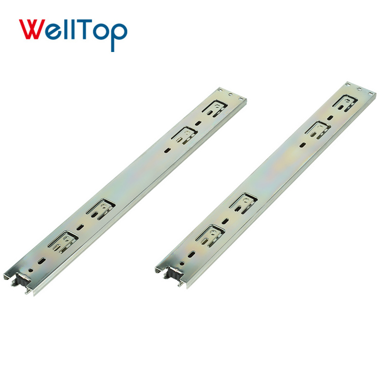 Welltop hardware cheap 45mm 3-fold full extension table drawer slides with ball bearing VT-15.005