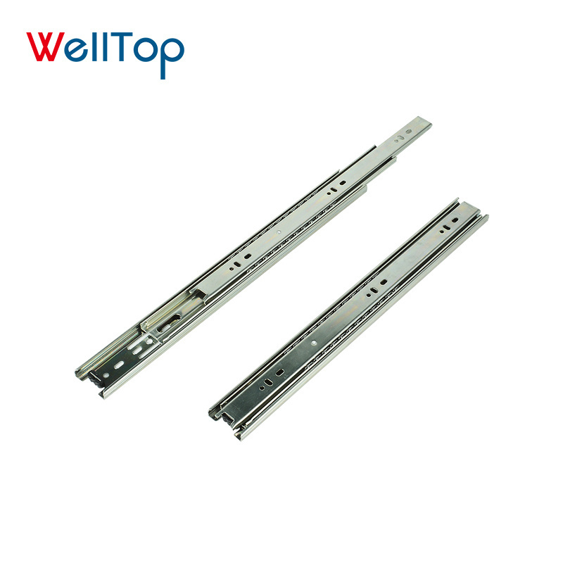 Welltop hardware cheap 45mm 3-fold full extension table drawer slides with ball bearing VT-15.005