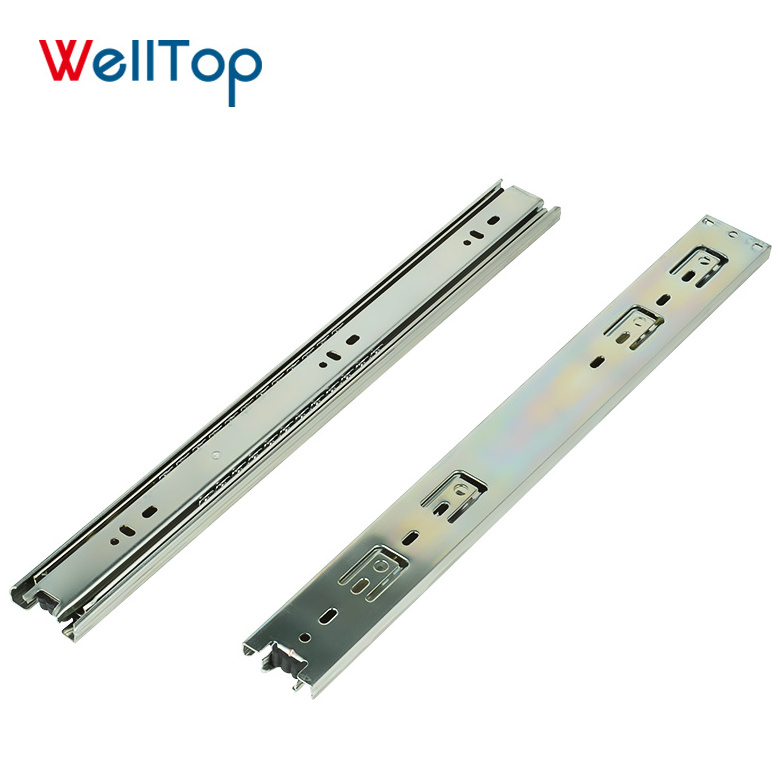 Welltop hardware cheap 45mm 3-fold full extension table drawer slides with ball bearing VT-15.005