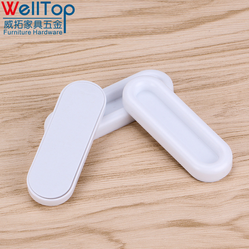 4pcs/lot Door Handle White Plastic Self-adhesive Sliding Cupboard Doors Glass Window Cabinet Drawer Wardrobe Auxiliary Handles