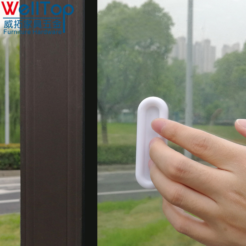 4pcs/lot Door Handle White Plastic Self-adhesive Sliding Cupboard Doors Glass Window Cabinet Drawer Wardrobe Auxiliary Handles