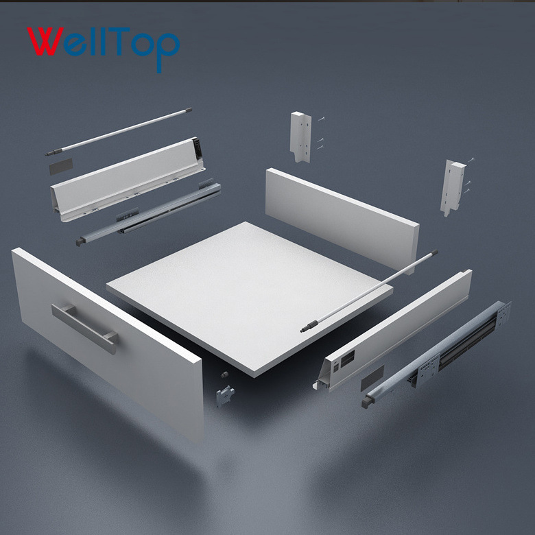 Full Extention furniture Slides with high-top and low-top rail Metal Box Drawer Slide VT-15.014