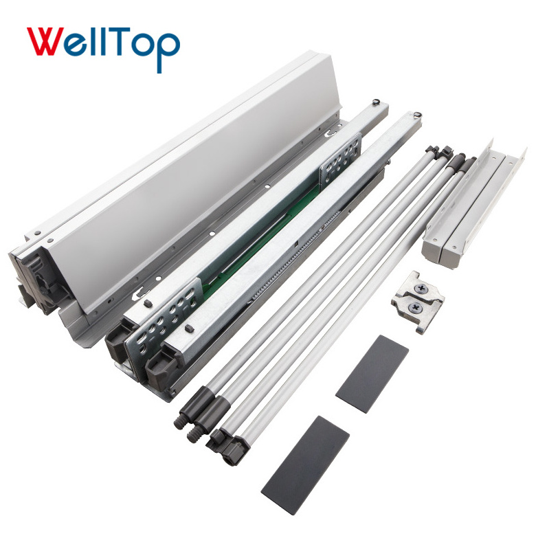 Full Extention furniture Slides with high-top and low-top rail Metal Box Drawer Slide VT-15.014