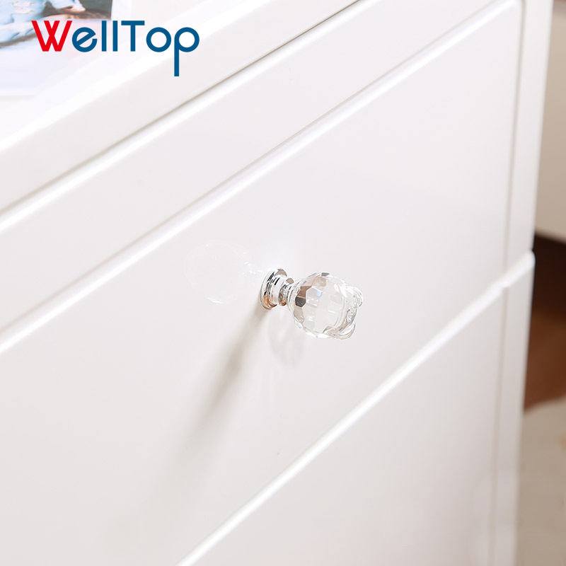 Cupboard Closet Drawer Knob Pull Handle Cute Small Rose Flower Shape Crystal Cabinet Knob Handle VT-01.145